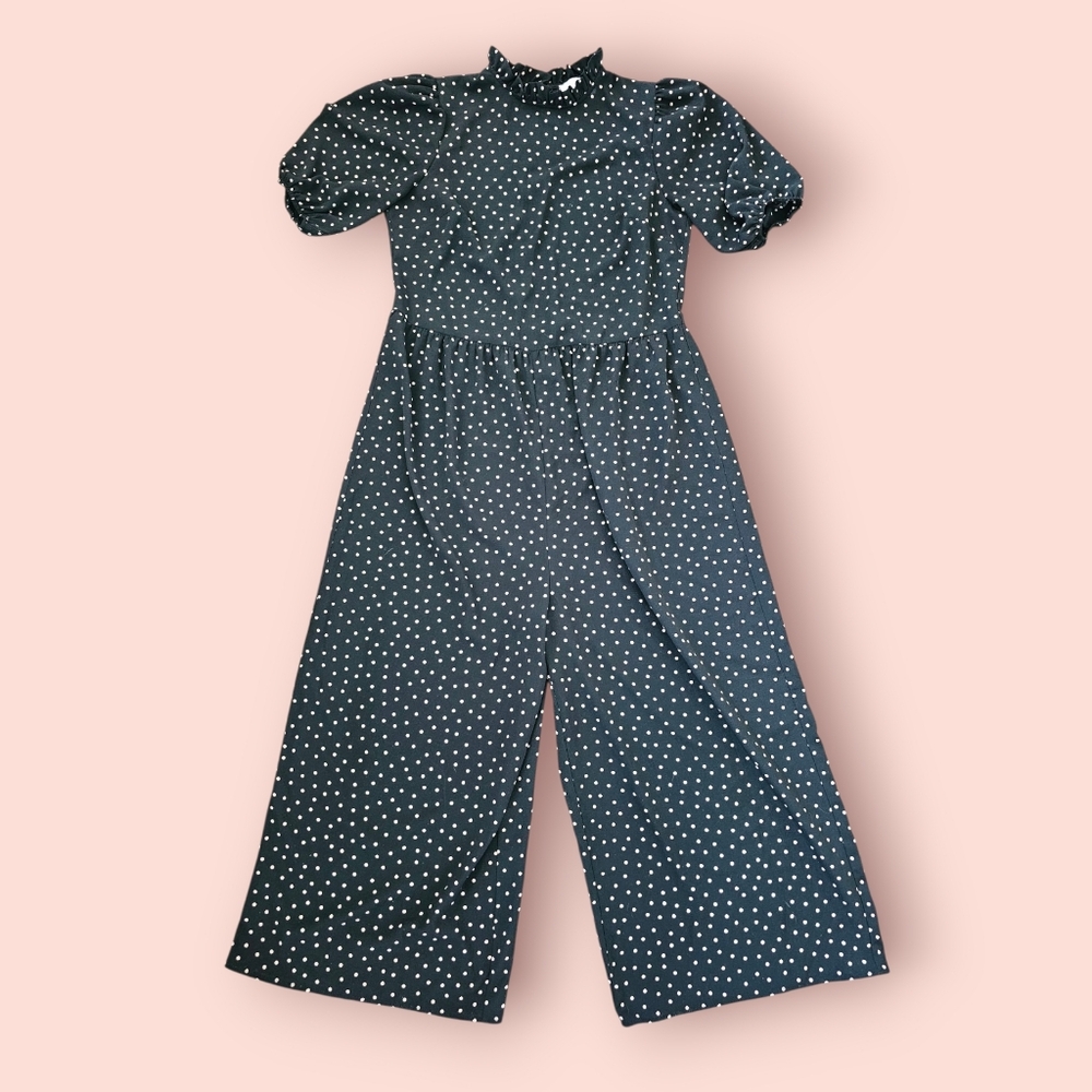 ASOS Coquette Girl Core Baby Doll Polka Dot Wide Leg Oversized Jumpsuit Sz XS-S